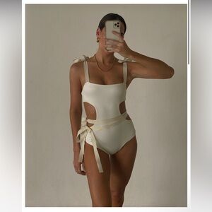 NWT One-piece cut-out Ivory Swimsuit great for Bachelorette / Bride